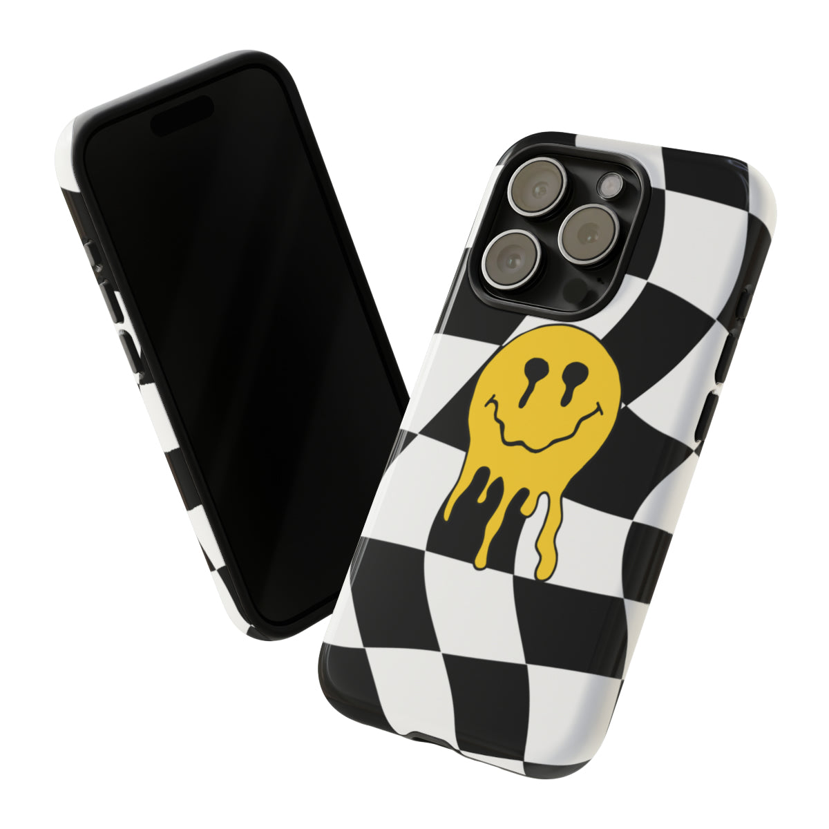 Black and White Checkered Smiley Face Phone Case