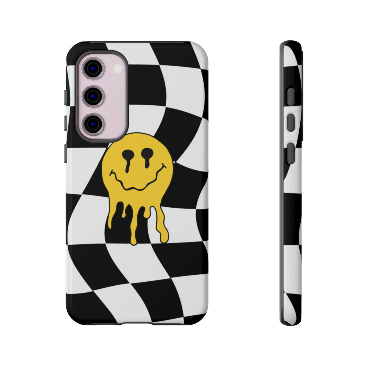 Black and White Checkered Smiley Face Phone Case