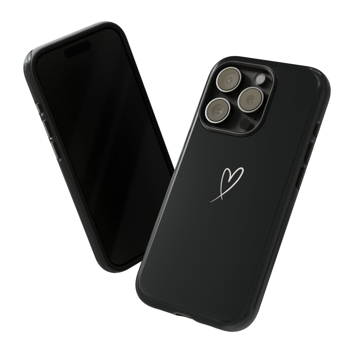 Black Minimalist Love Heart Phone Case