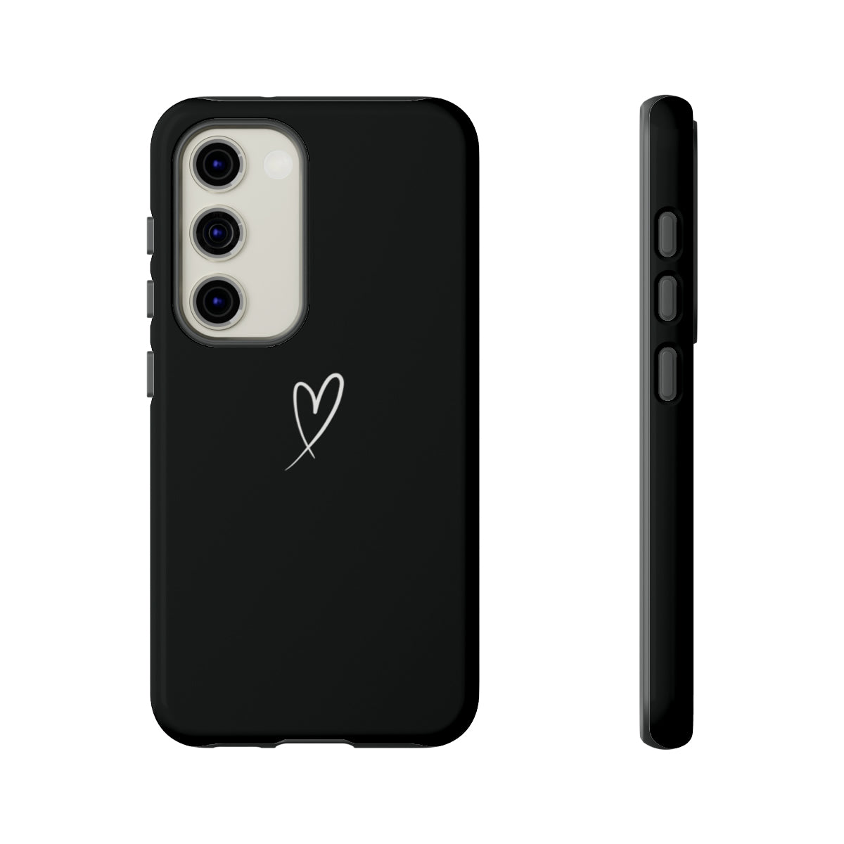 Black Minimalist Love Heart Phone Case