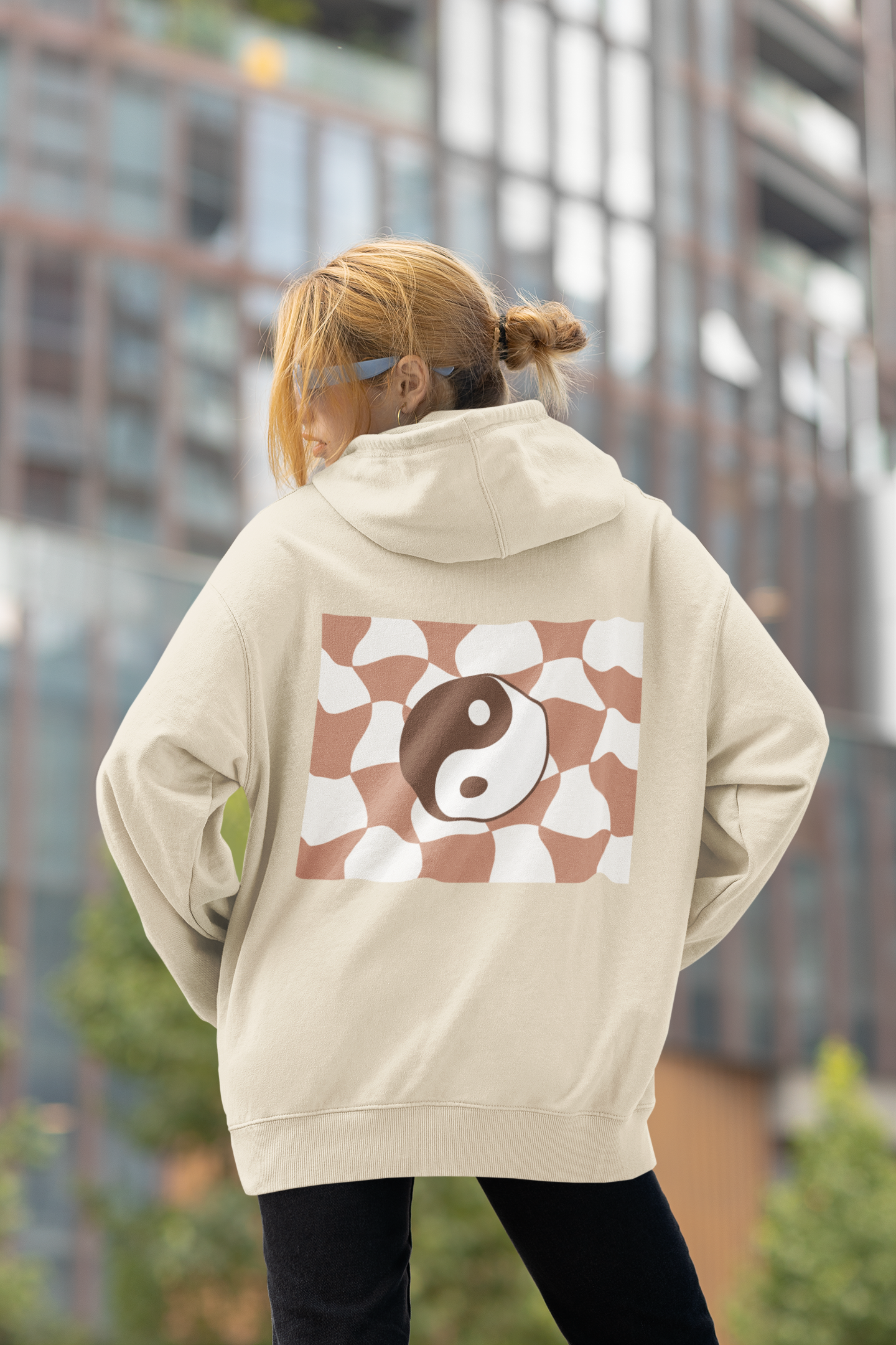 Vibes innit Ying and Yang checkered Unisex Hoodie