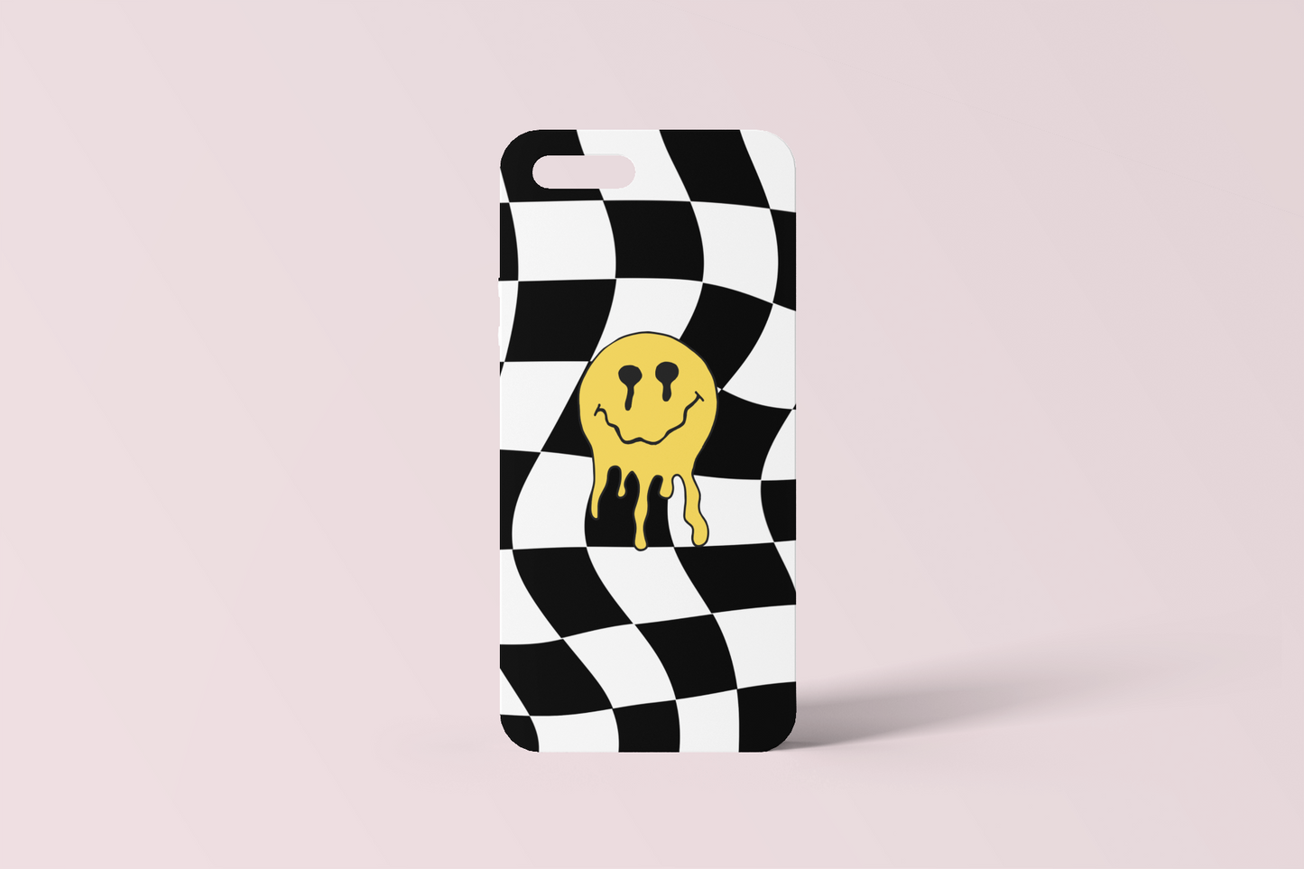 Black and White Checkered Smiley Face Phone Case