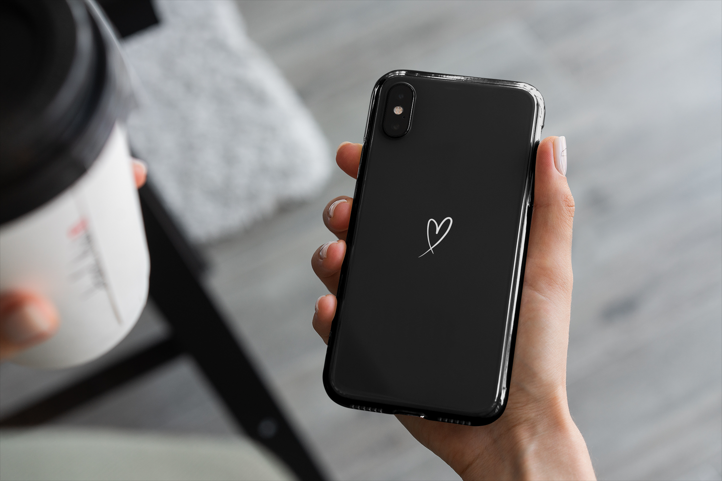 Black Minimalist Love Heart Phone Case